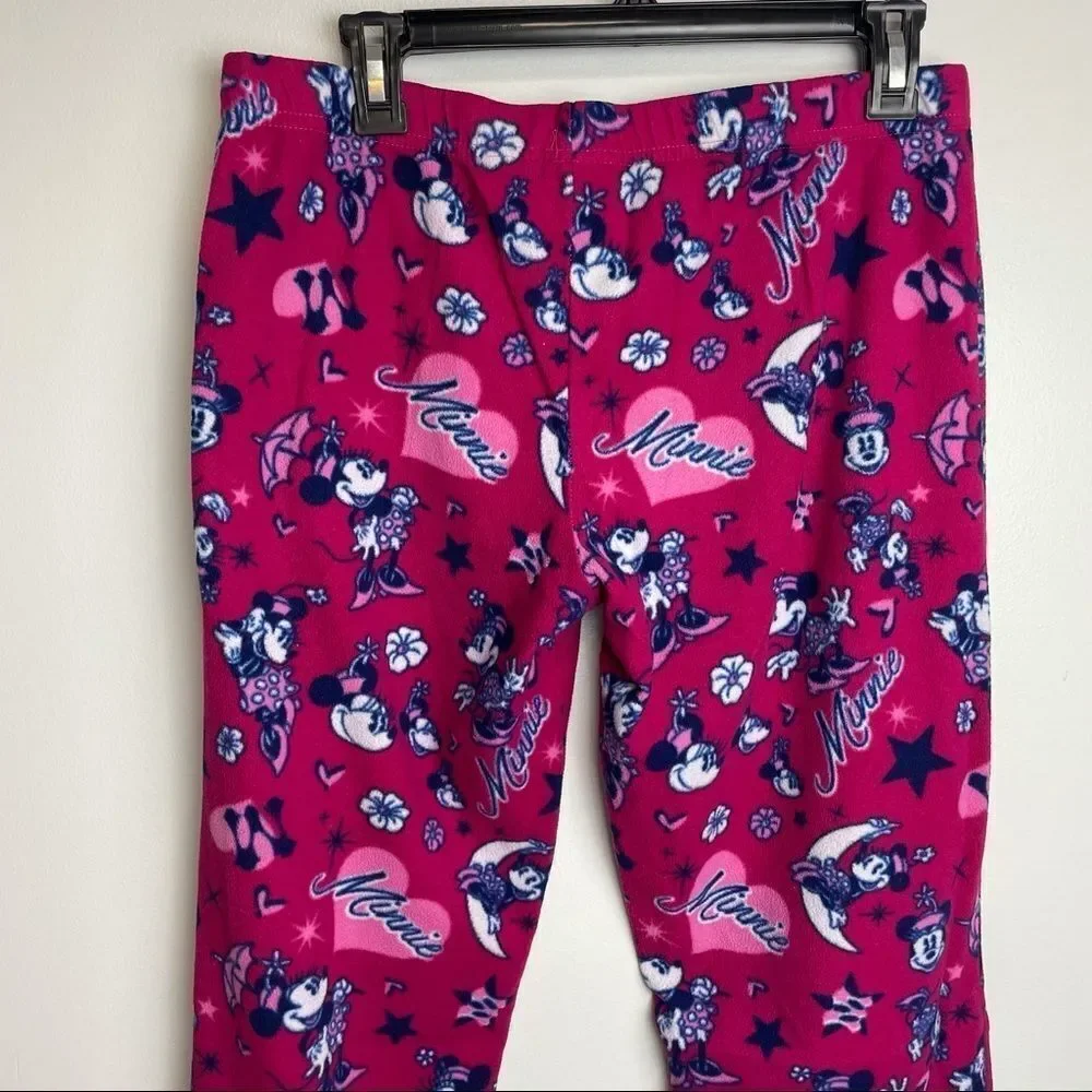 Disney Mini Mouse Solid Pink Graphic Hearts Pajama Pants size L Ultra Soft - Picture 4 of 10